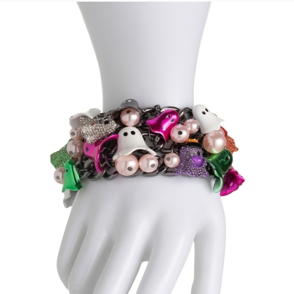 Betsey Johnson 2025 Ghost Multicolor Halloween  Charm Bracelet - Picture 2 of 3